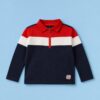 Varsity Half-Zip Colour-Block Polo – Red/Navy Varsity Half-Zip Colour-Block Polo – Red/Navy