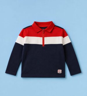 Varsity Half-Zip Colour-Block Polo – Red/Navy Varsity Half-Zip Colour-Block Polo – Red/Navy