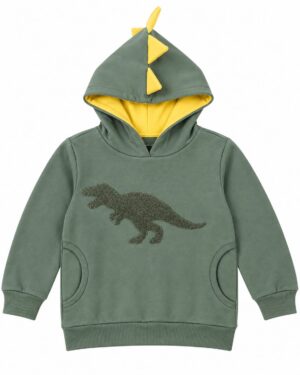 ODDMODE Dino Spike Cotton Pullover Hoodie – Sage Green