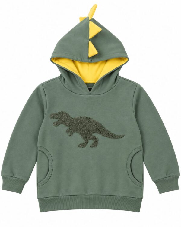 ODDMODE Dino Spike Cotton Pullover Hoodie – Sage Green