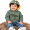 ODDMODE Dino Spike Cotton Pullover Hoodie – Sage Green