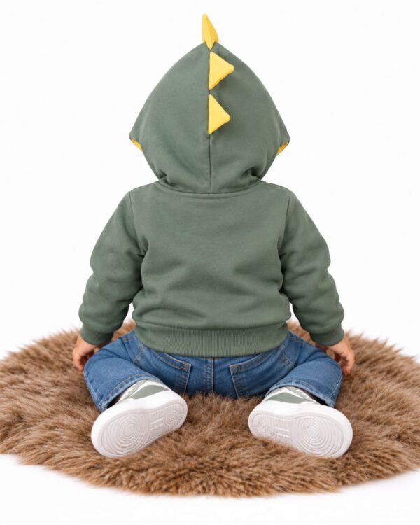 ODDMODE Dino Spike Cotton Pullover Hoodie – Sage Green