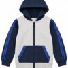 ODDMODE Sporty Stripe Zip-Up Hoodie – Grey & Navy Blue