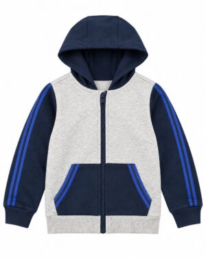 P4.1 ODDMODE Sporty Stripe Zip-Up Hoodie – Grey & Navy Blue