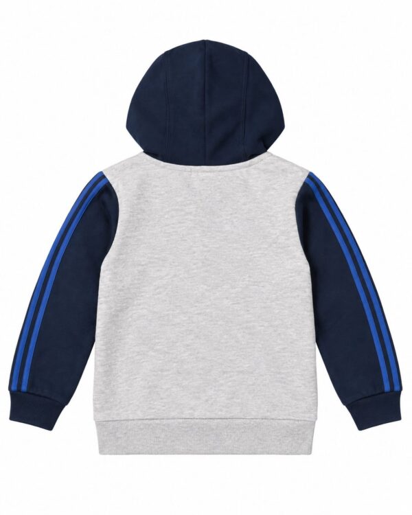 ODDMODE Sporty Stripe Zip-Up Hoodie – Grey & Navy Blue