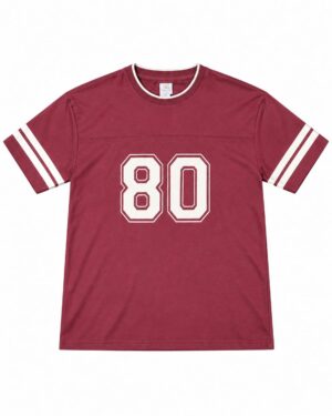 p1.1 ODDMODE Varsity 80 Cotton Drop Shoulder T-Shirt – Burgundy
