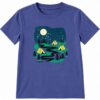 p1.1 ODDMODE Moonlight Camping Graphic 100% Cotton Half-Sleeve T-Shirt – Dusty Blue