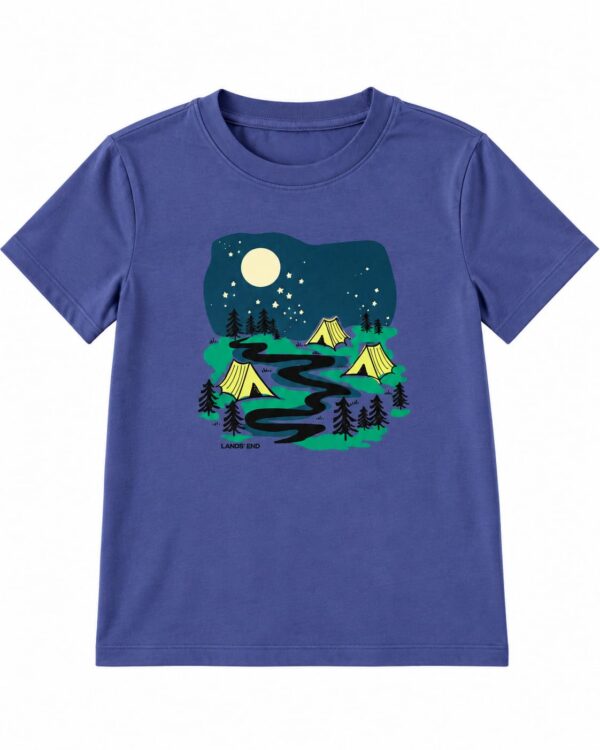 p1.1 ODDMODE Moonlight Camping Graphic 100% Cotton Half-Sleeve T-Shirt – Dusty Blue