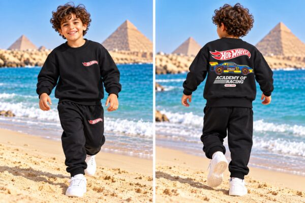 p1.1 ODDMODE Hot Wheels Academy of Racing 2-Piece Sweatshirt & Jogger Set – Black