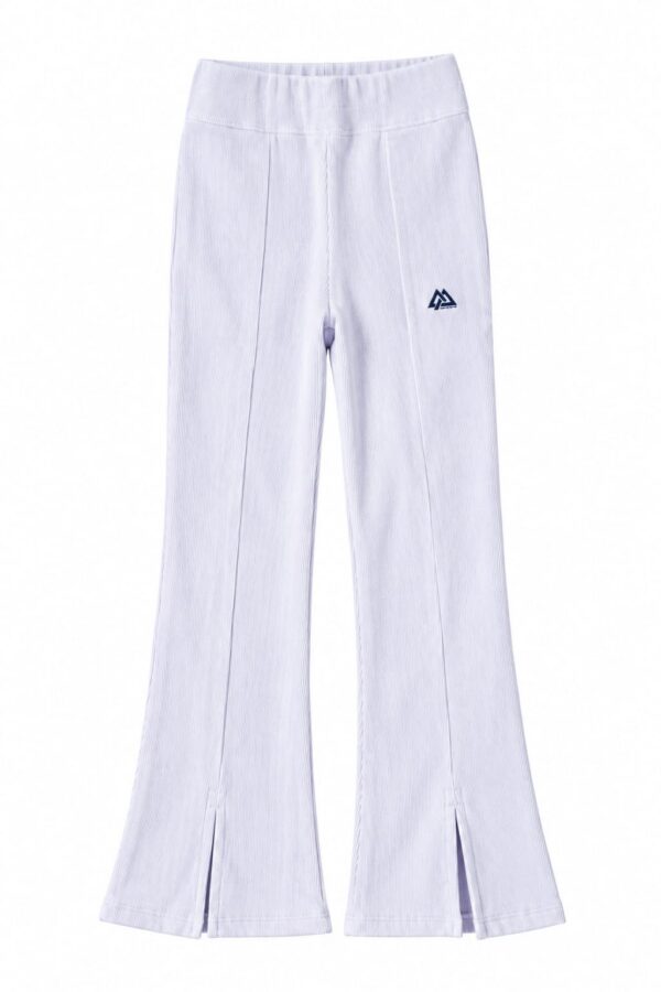 ODDMODE Ribbed Flared Split-Hem Pants — White