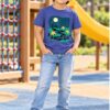 p1.3 ODDMODE Moonlight Camping Graphic 100% Cotton Half-Sleeve T-Shirt – Dusty Blue