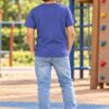 p1.4 ODDMODE Moonlight Camping Graphic 100% Cotton Half-Sleeve T-Shirt – Dusty Blue