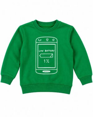 ODDMODE Low Battery 1% Graphic Sweatshirt – Green