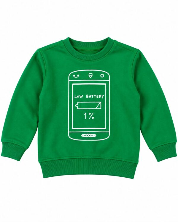 p2.1 ODDMODE Low Battery 1% Graphic Sweatshirt – Green