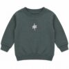 ODDMODE Floral Charm Girls’ Embroidered Sweatshirt – Muted Forest Green