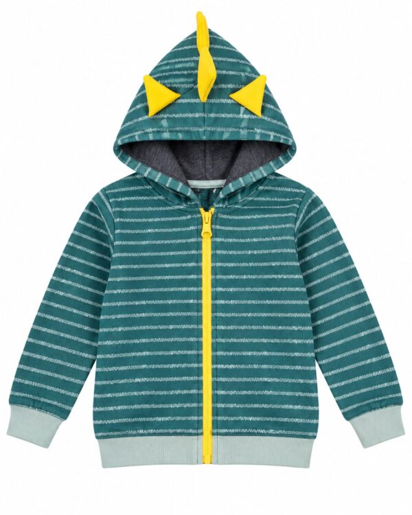 ODDMODE Dino Spike Zip-Up Jacket — Teal Green / Yellow