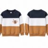 ODDMODE Happy Bear Colour-Block Sweatshirt & Jogger Set – Navy, White & Tan