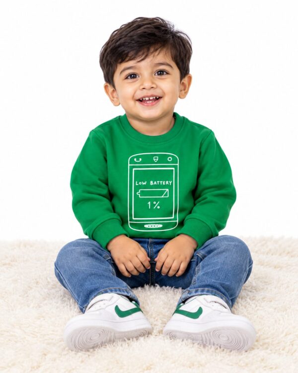 p2.3 ODDMODE Low Battery 1% Graphic Sweatshirt – Green
