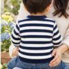 ODDMODE Classic Ribbed Striped Full-Sleeve Cotton T-Shirt – Navy & White