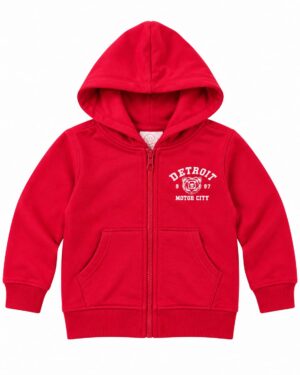 ODDMODE Detroit Cotton Fleece Zip-Up Hoodie – Red