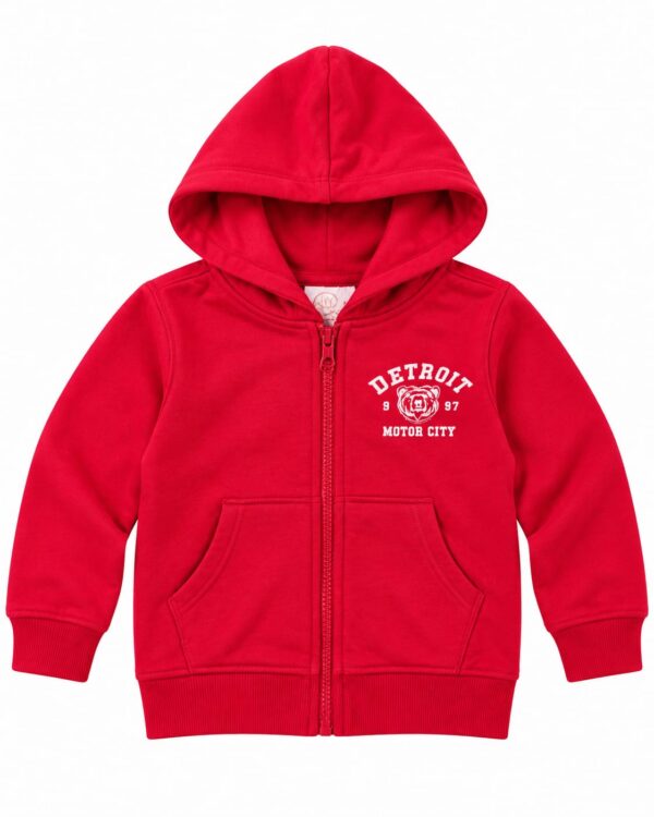 ODDMODE Detroit Cotton Fleece Zip-Up Hoodie – Red