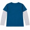 ODDMODE Alien Pizza Fun Cotton Layered-Sleeve T-Shirt – Blue & Grey