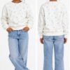 ODDMODE Mint Blossom All-Over Floral Girls’ Sweatshirt – Ivory