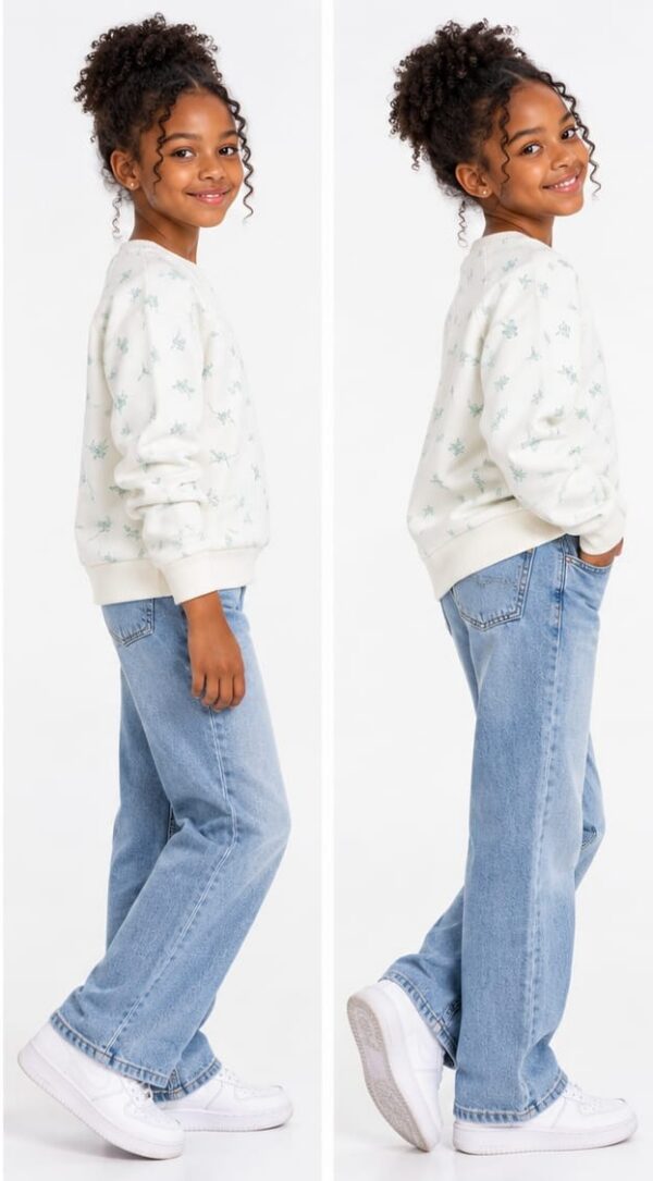 ODDMODE Mint Blossom All-Over Floral Girls’ Sweatshirt – Ivory