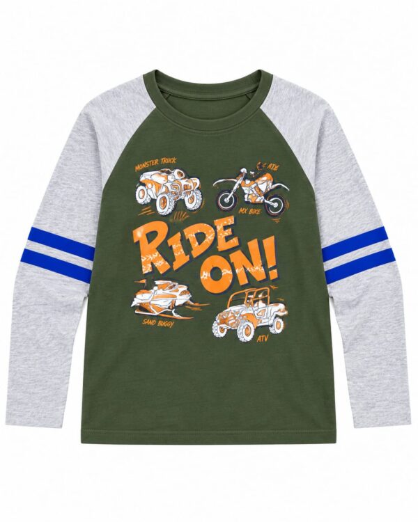 p8.1 ODDMODE Ride On Cotton Raglan Full-Sleeve T-Shirt – Olive Green & Grey