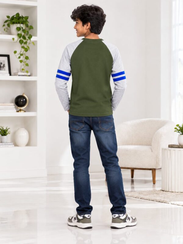 p8.5 ODDMODE Ride On Cotton Raglan Full-Sleeve T-Shirt – Olive Green & Grey